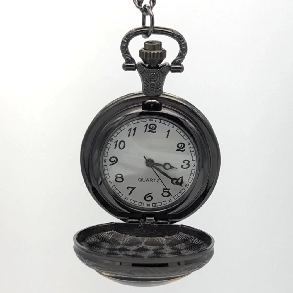 Dragon Eye Pendant Watch NEW Gift Cat Orange Yellow Necklace Pocket Vintage - Picture 3 of 9